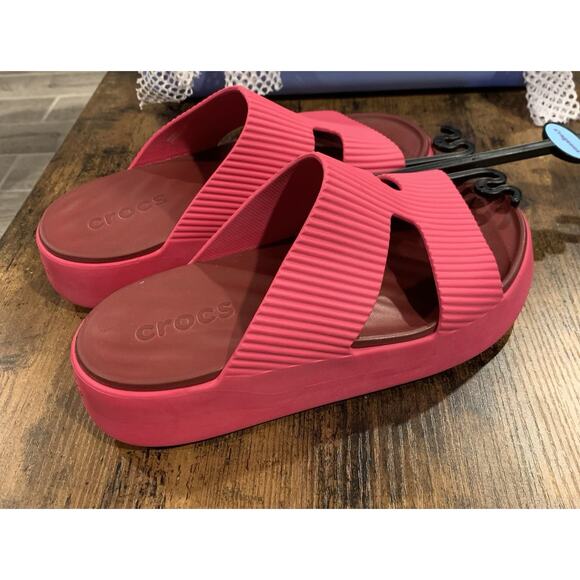 Crocs Sandals Getaway Groove Platform H-Strap Dragon Fruit Pink Women's Size 9 - Picture 1 of 5